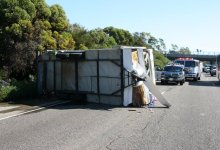 Rollover Accident Blocks Lanes