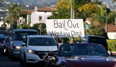 A Caravan of Cars and Bikes Show Support for Santa Barbara Workers