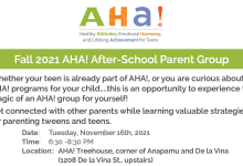 In-Person: AHA! After-School Parent Group Fall 2021