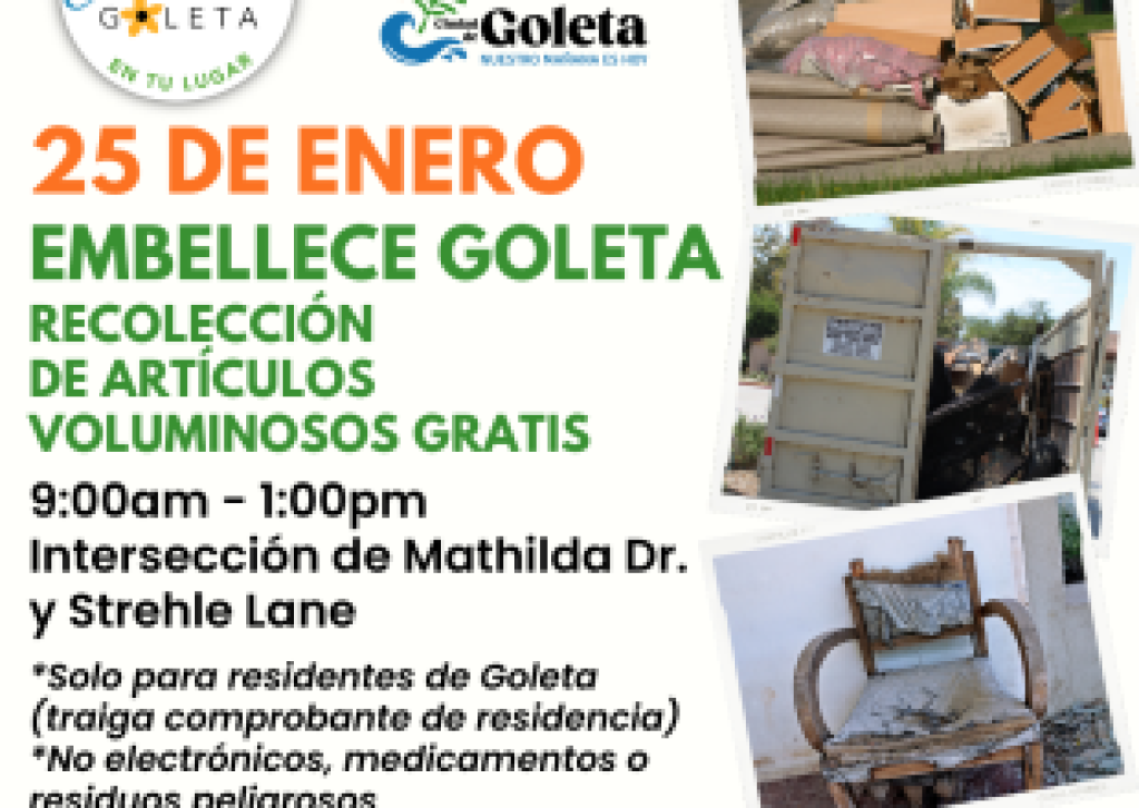 Comience el 2025 con Embellece Goleta: Recolección gratuita de artículos voluminosos para los residentes de Goleta